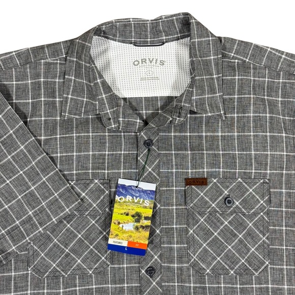 Orvis Mens Large Windowpane Check Short Sleeve Button Down Fishing Shirt NEW - Picture 2 of 9